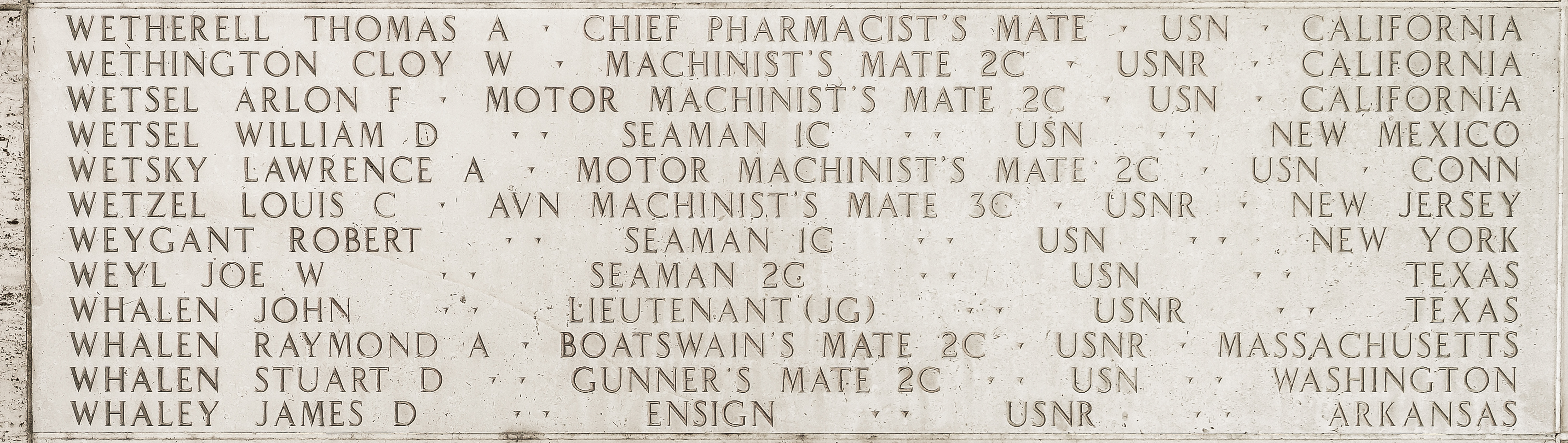 Thomas A. Wetherell, Chief Pharmacist's Mate